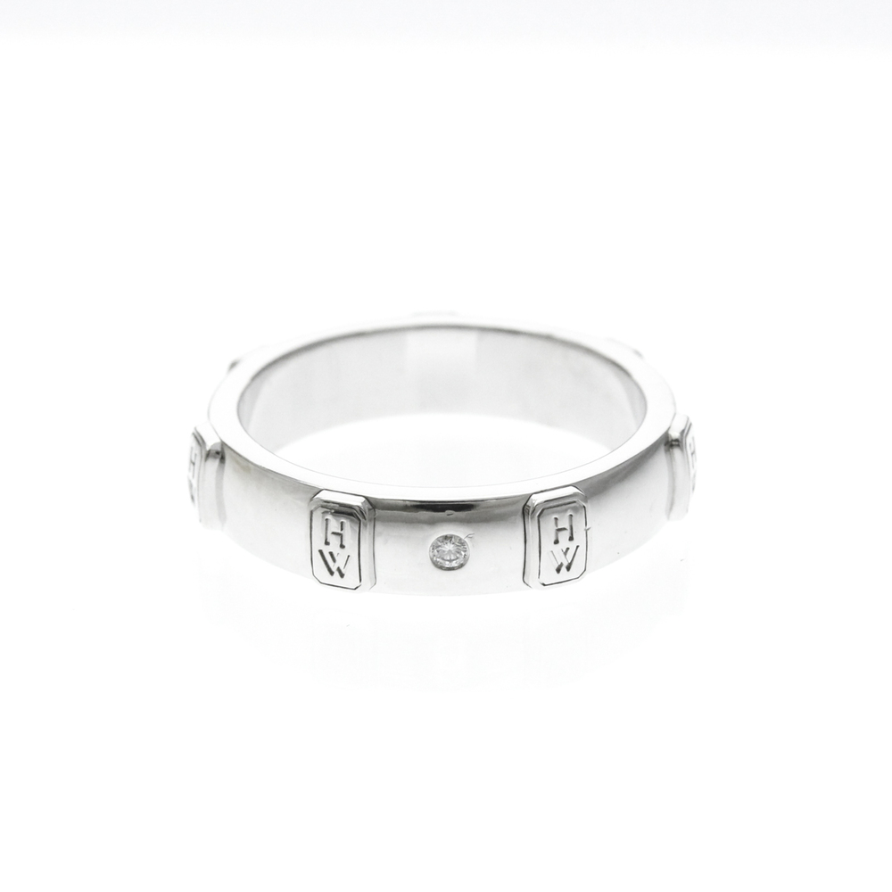Harry Winston HW Logo Band Ring With Diamond White Gold (18K) Fashion Diamond...